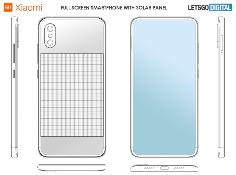 Xiaomi запатентовали дизайн смартфона с солнечной батареей