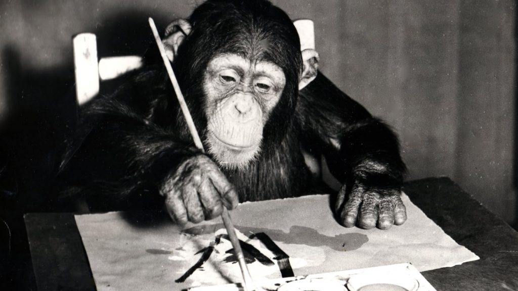 Выставка картин шимпанзе-художника по имени Конго