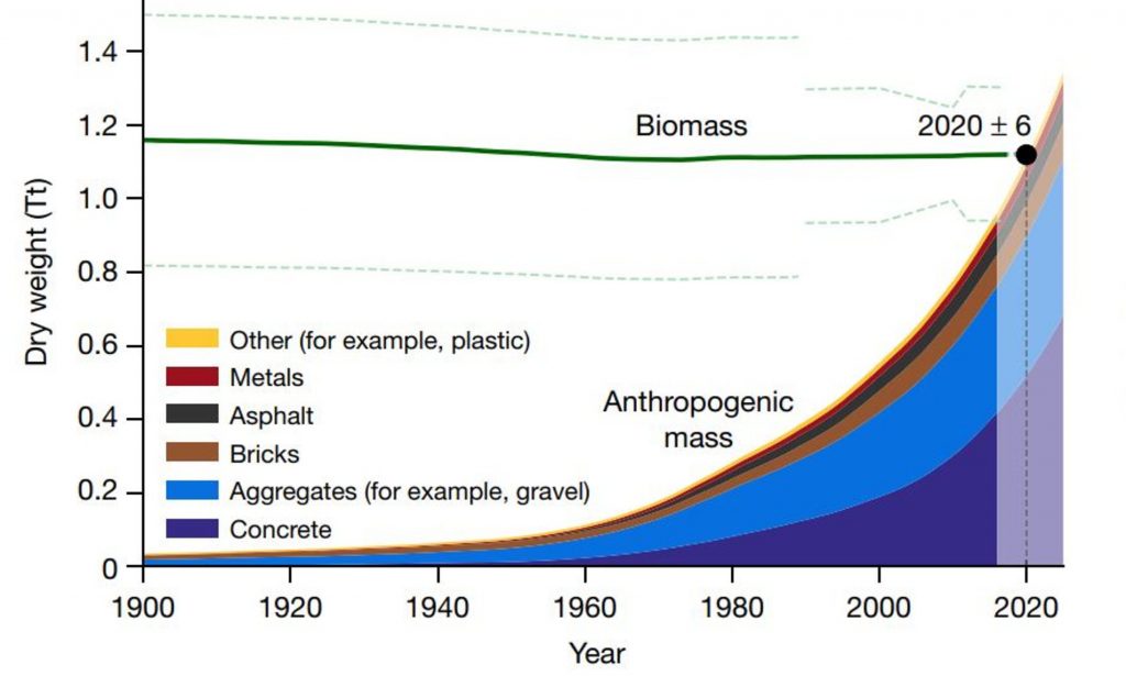Объём антропогенной массы перевесил всю биомассу Земли