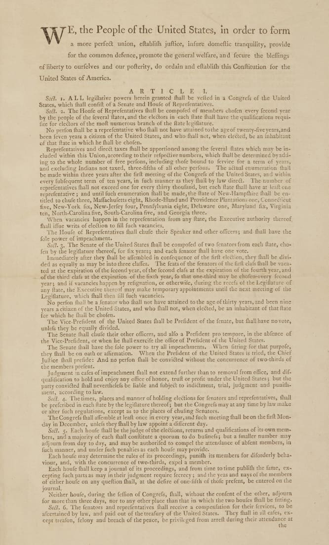 Sotheby's продаст уникальную копию Конституции США